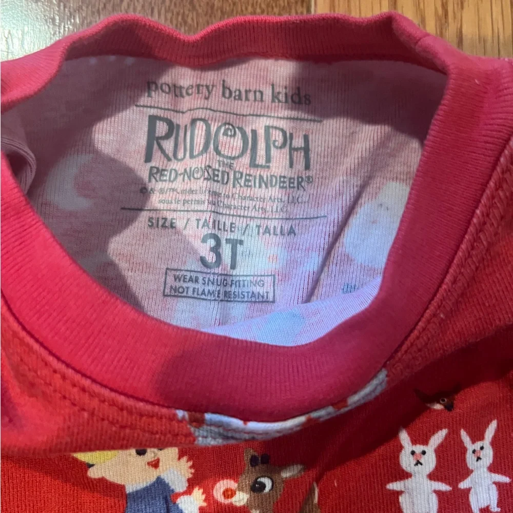 Pottery Barn Kids Red Holiday Snowman & Reindeer Pajama Set